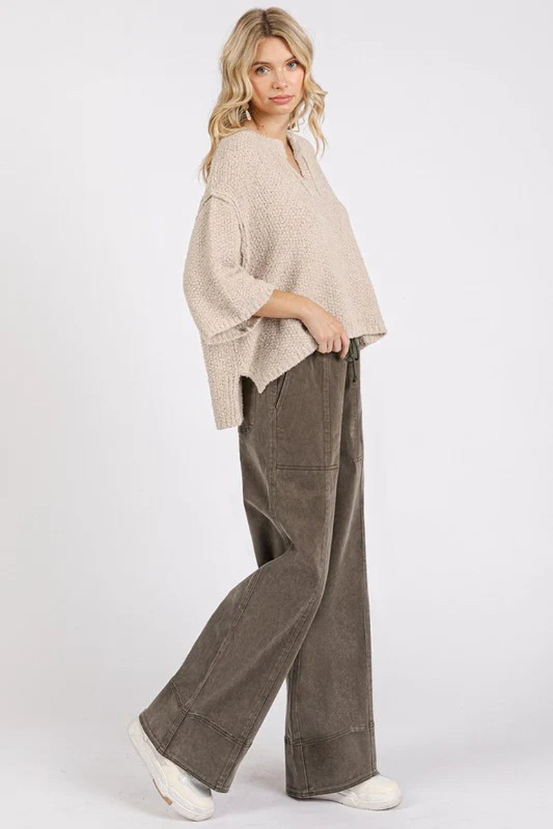 Mittoshop Mineral Wash Elastic Wide Leg Pants