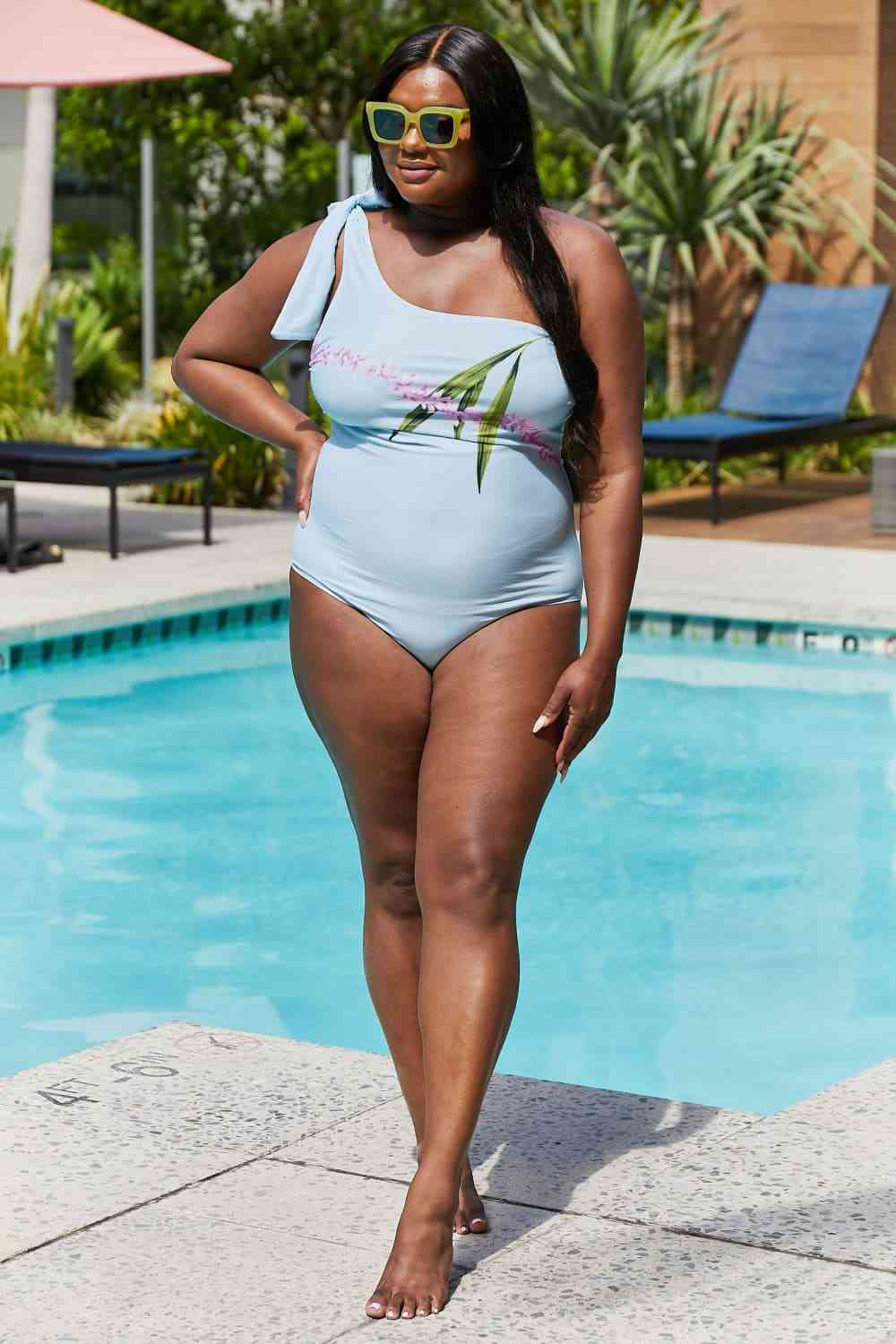 Marina West Pastel Blue One Shoulder Swimsuit - Vacay Mode