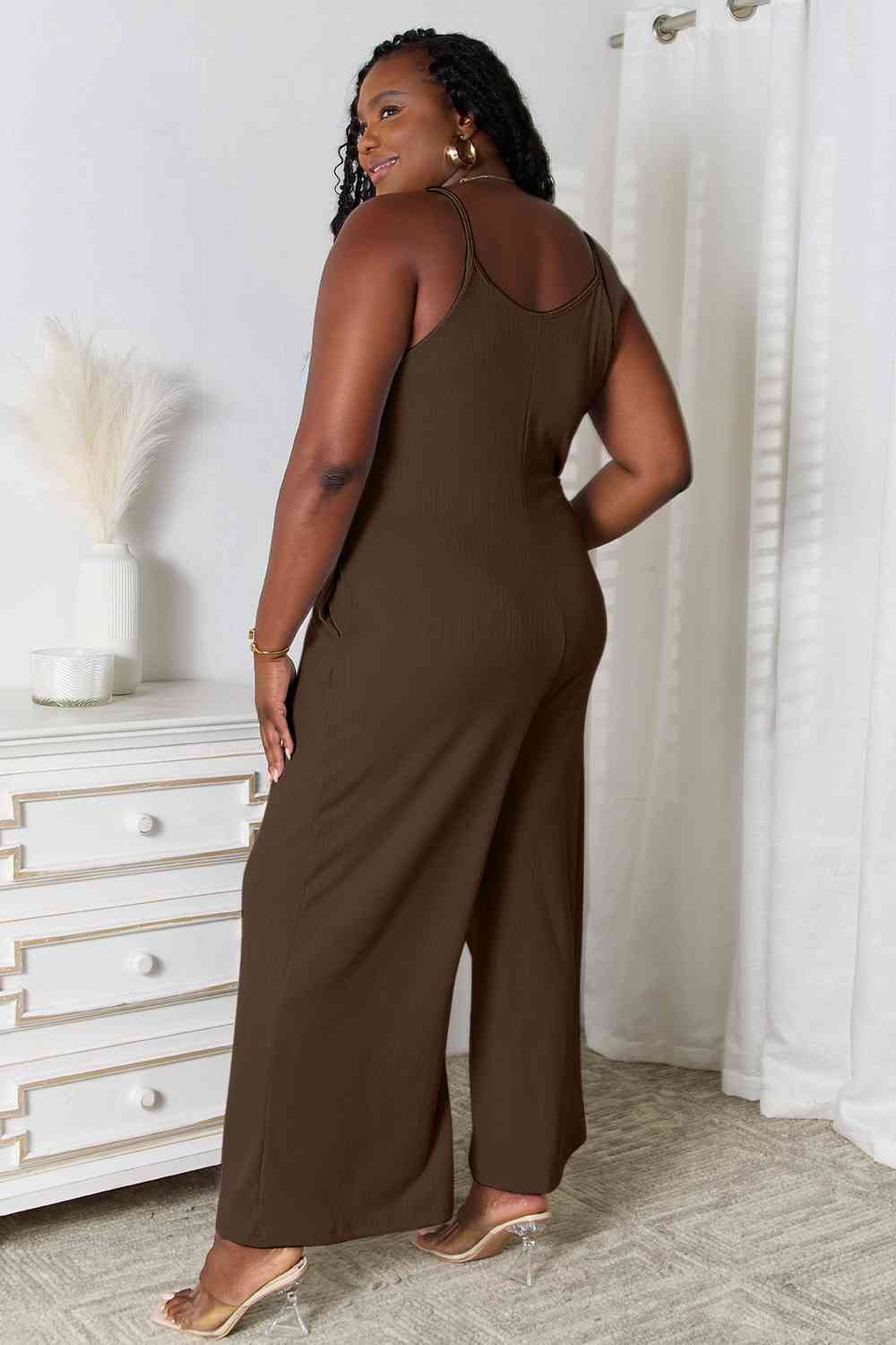 Basic Bae Spaghetti Strap Jumpsuit - Full Size V-Neck Design