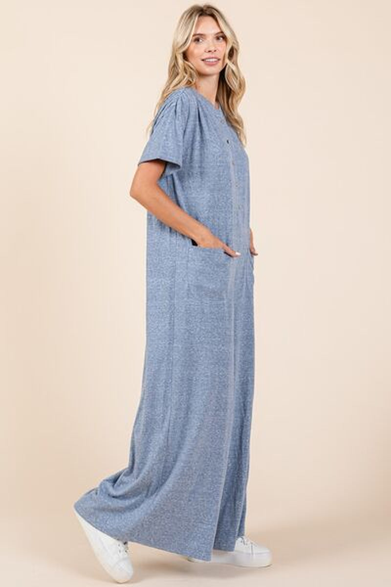 Mittoshop Button Detail Wide Leg Jumpsuit for Women