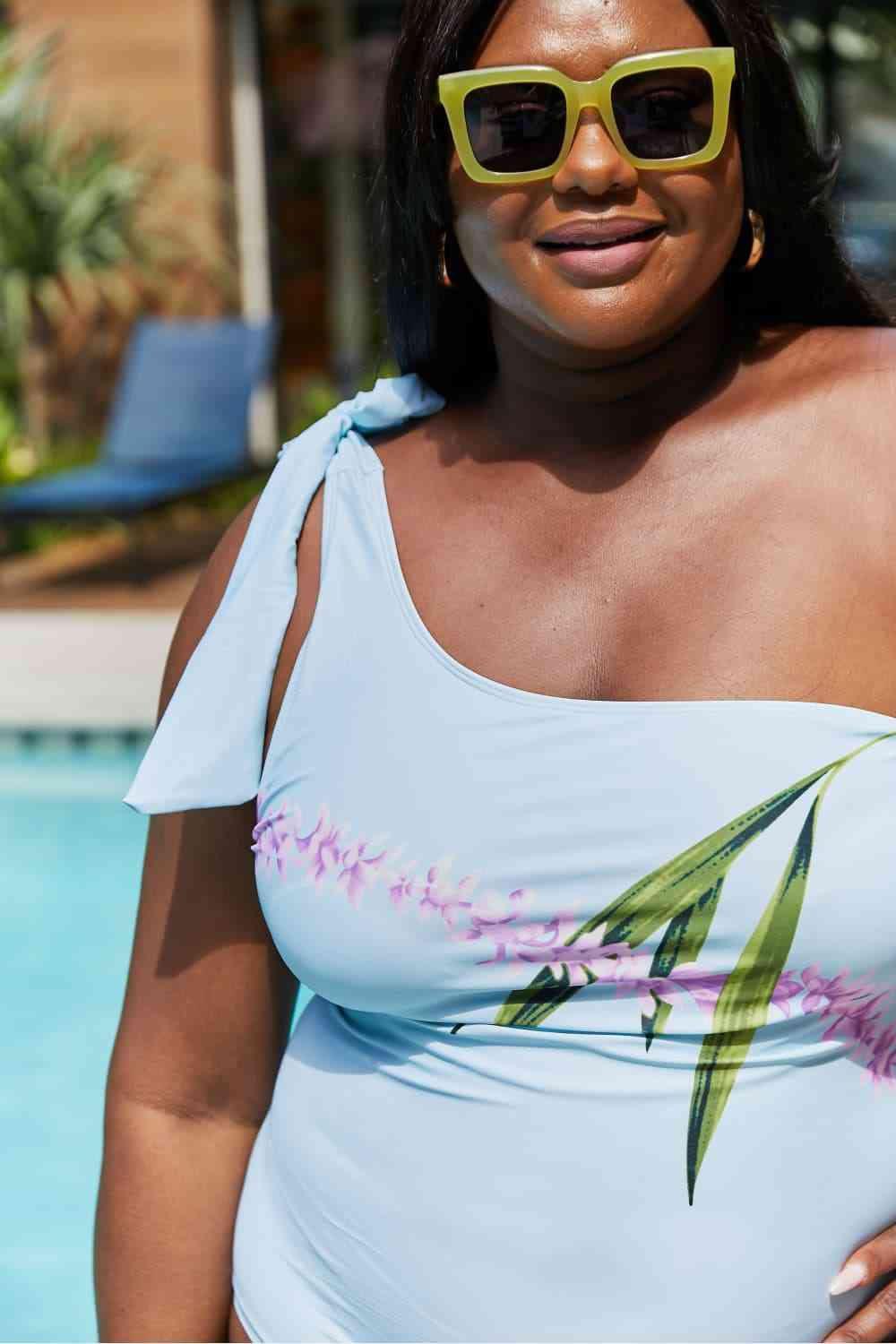 Marina West Pastel Blue One Shoulder Swimsuit - Vacay Mode