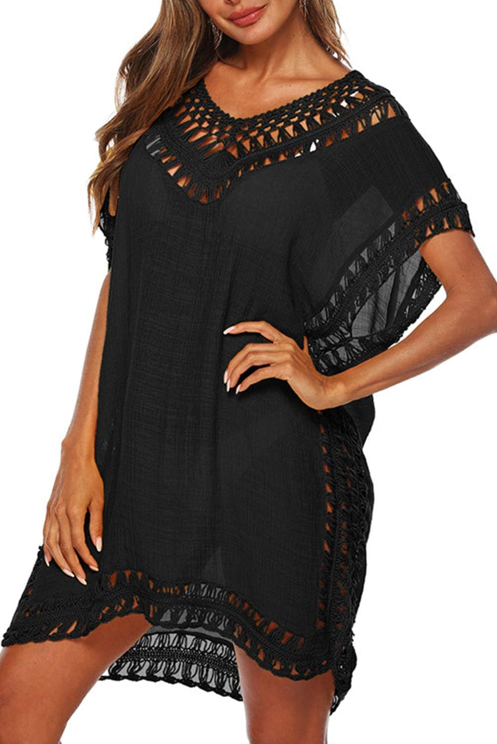 Womens Swimsuits Cover Ups Crochet Chiffon Beach Cover Bathing Suit Bikini Wear Coverups Dress