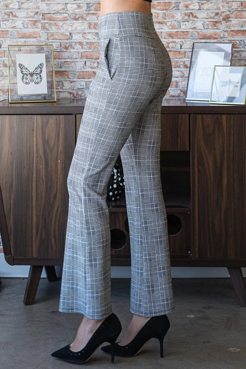 Heimish Full Size Plaid Flare Pants with Wide Waist Band plus Size
