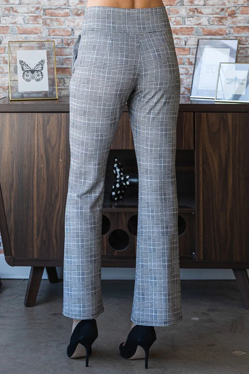 Heimish Full Size Plaid Flare Pants with Wide Waist Band plus Size