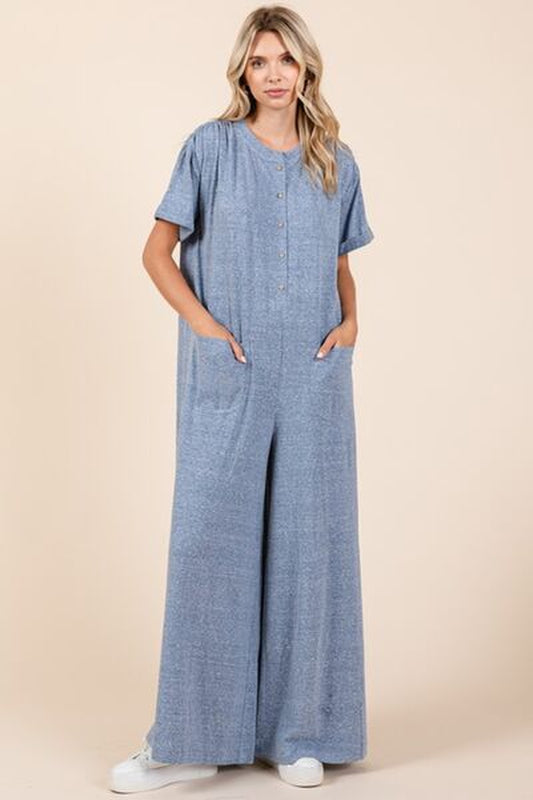 Mittoshop Button Detail Wide Leg Jumpsuit for Women