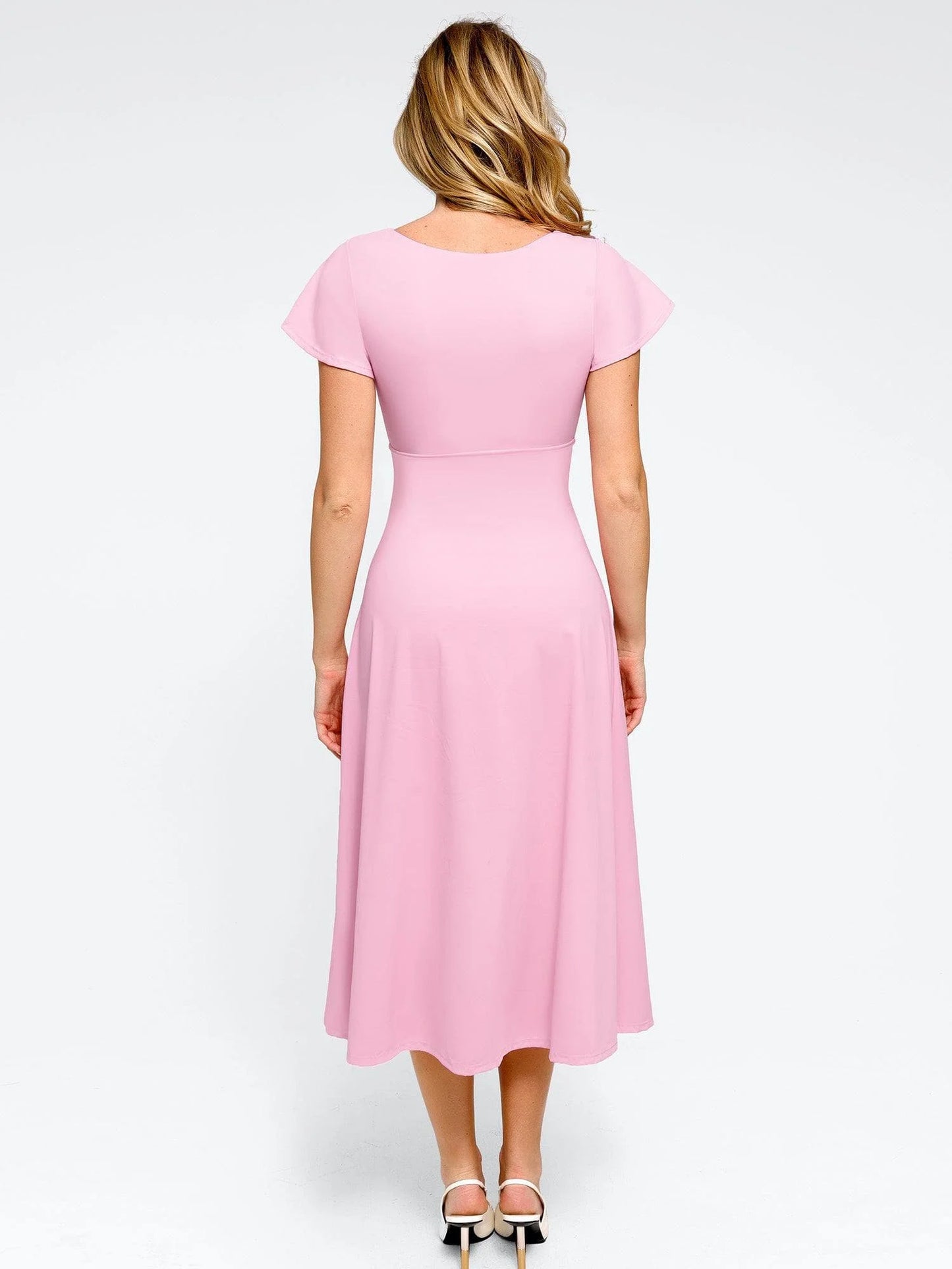 A-Line Midi Dresses with Integrated Tummy Control Shapewear