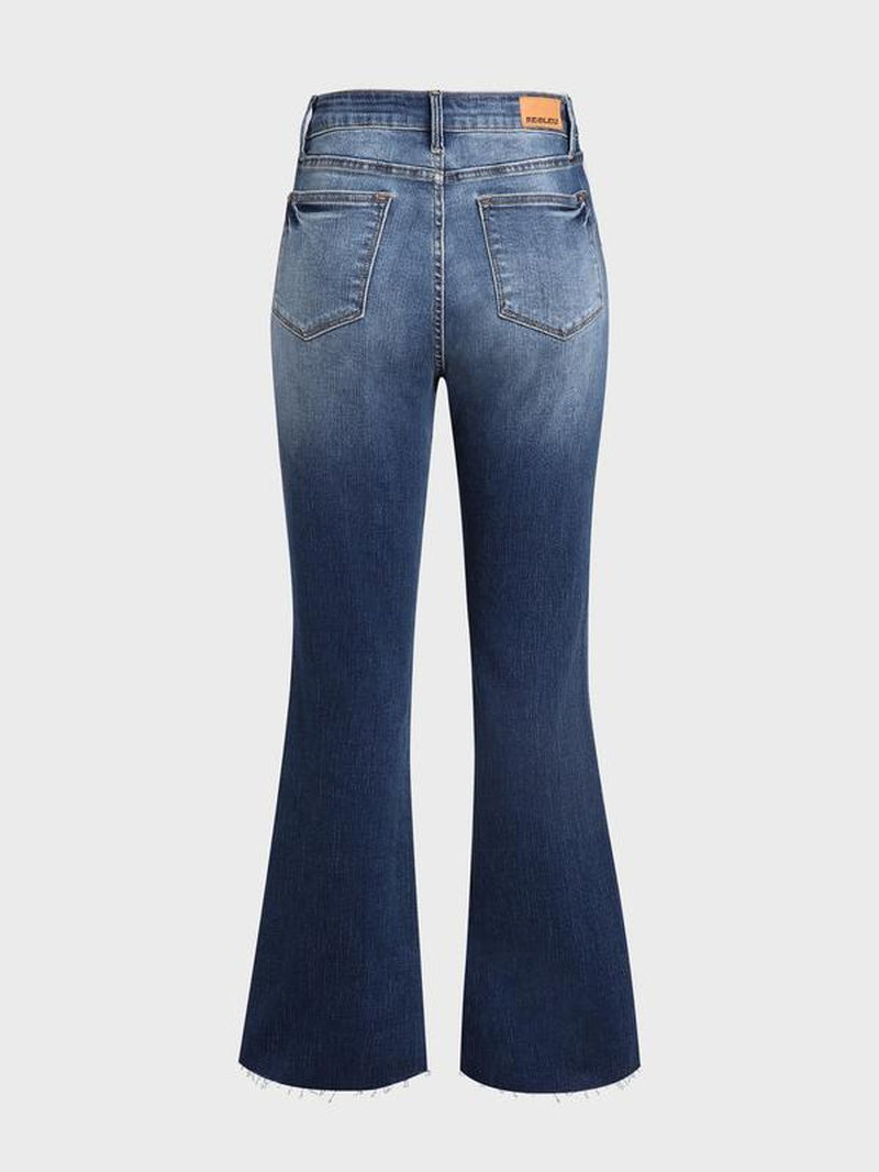 Elevate Your Style with High-Rise Slim Fit Bootcut Jeans - Flattering Tummy Tuck Design for Ultimate Comfort
