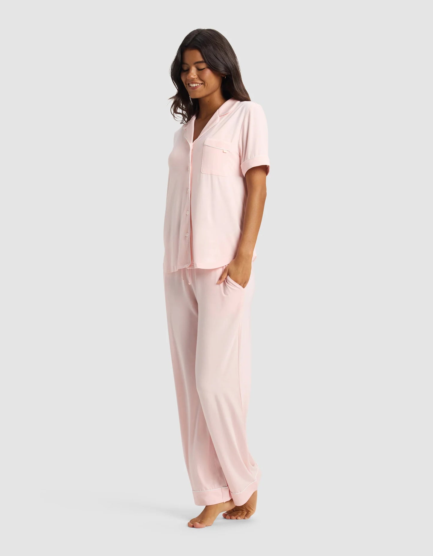 Women's Bamboo Stretch Knit Short Sleeve and Pant Pajama Set