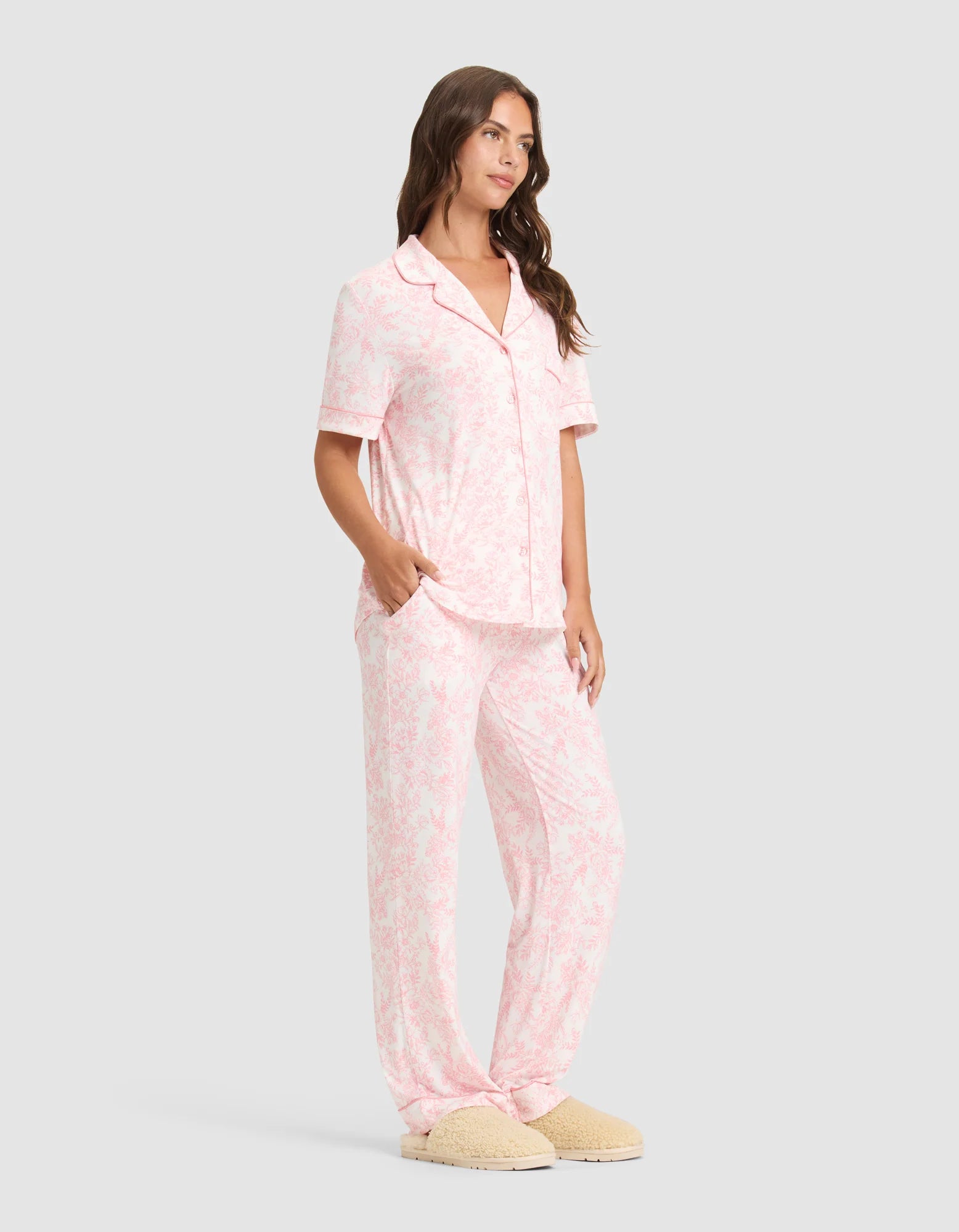 Women's Bamboo Stretch Knit Short Sleeve and Pant Pajama Set
