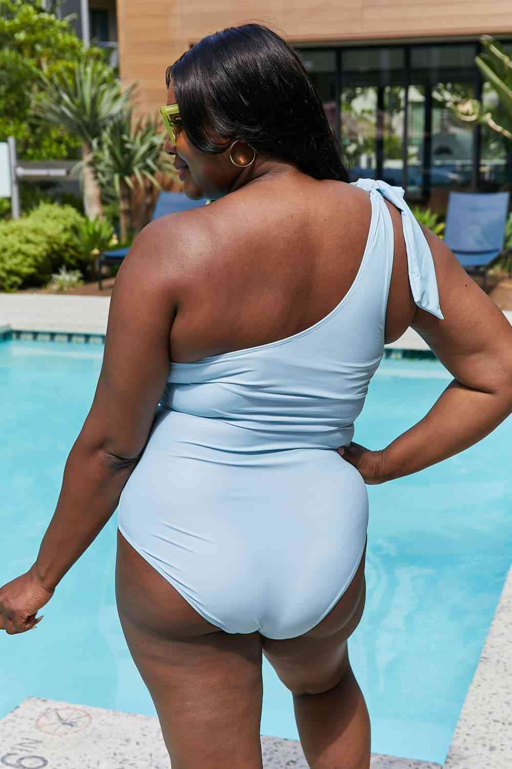 Marina West Pastel Blue One Shoulder Swimsuit - Vacay Mode