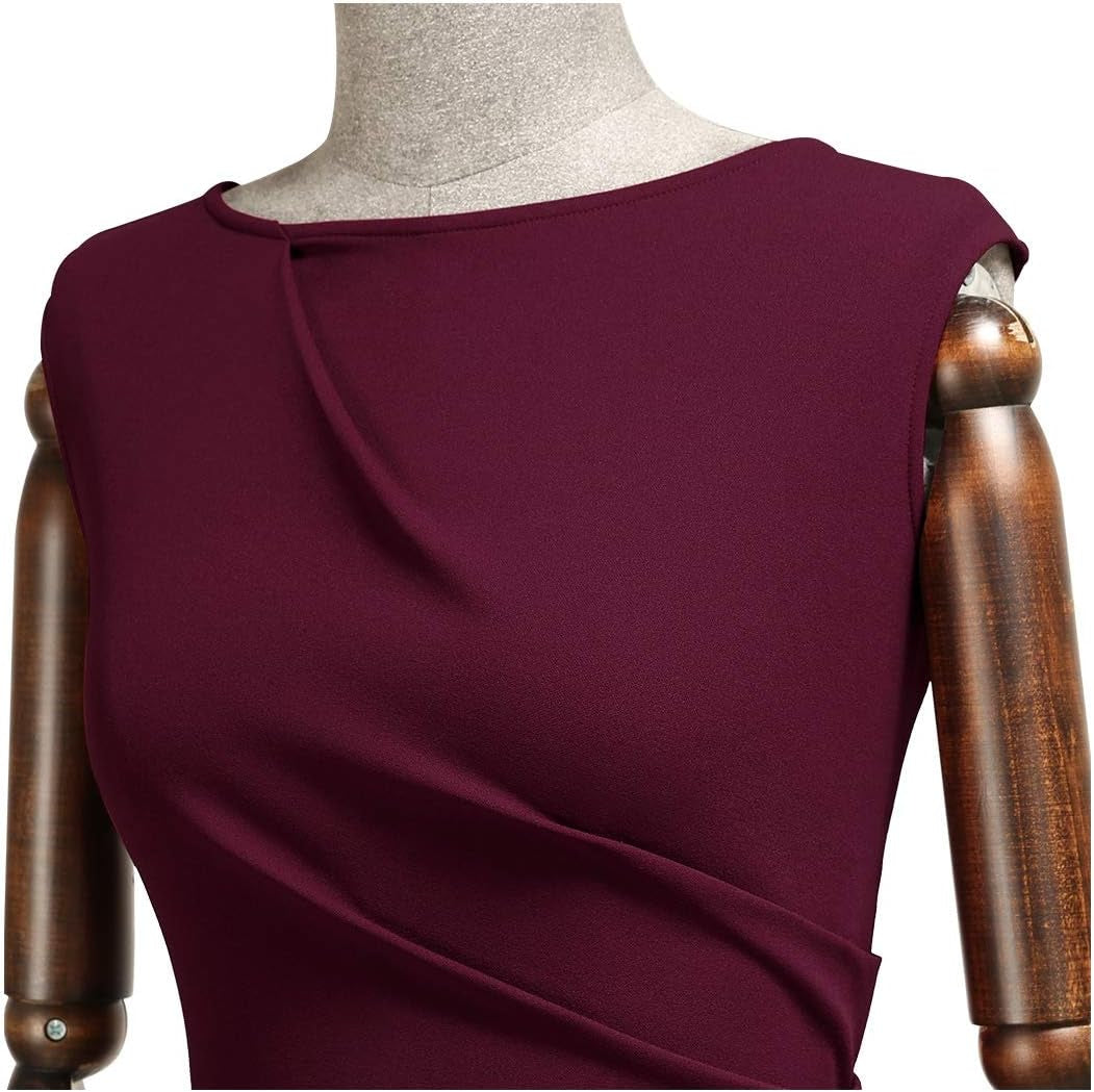 Women's Vintage Ruffled Slim Fit Pencil Dress for Work