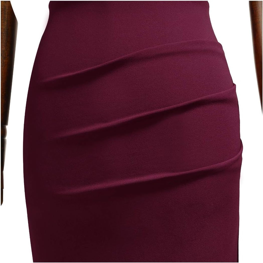 Women's Vintage Ruffled Slim Fit Pencil Dress for Work
