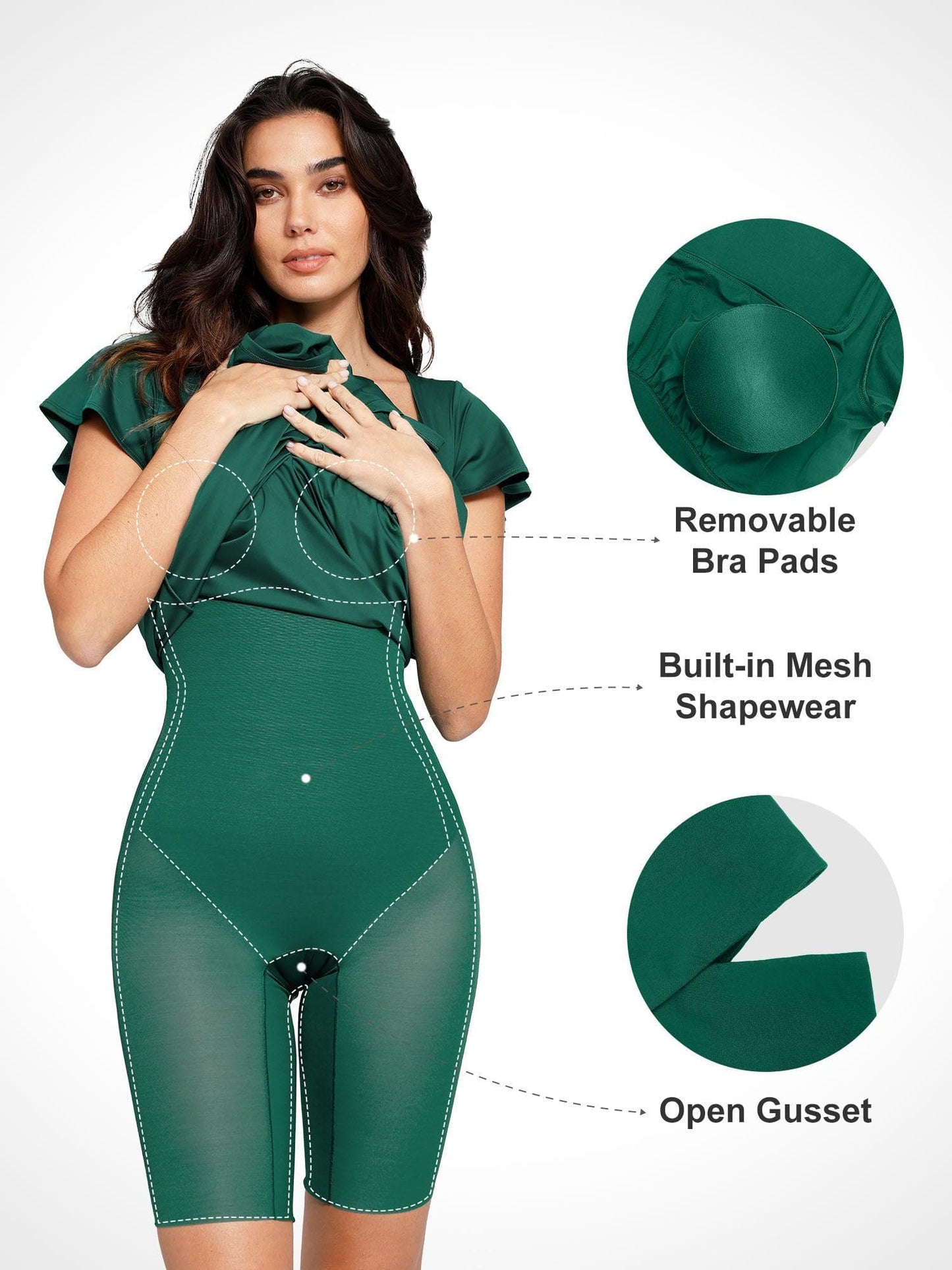 A-Line Midi Dresses with Integrated Tummy Control Shapewear
