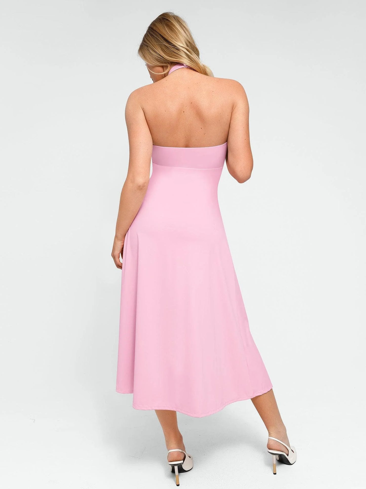 A-Line Midi Dresses with Integrated Tummy Control Shapewear