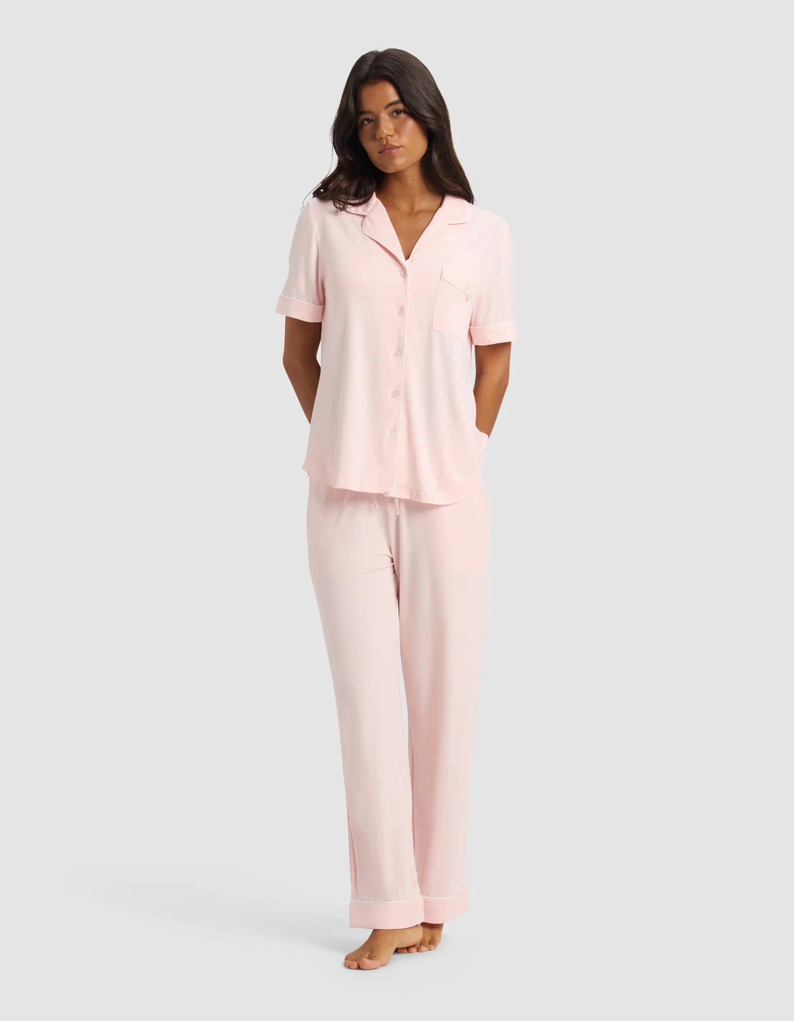 Women's Bamboo Stretch Knit Short Sleeve and Pant Pajama Set