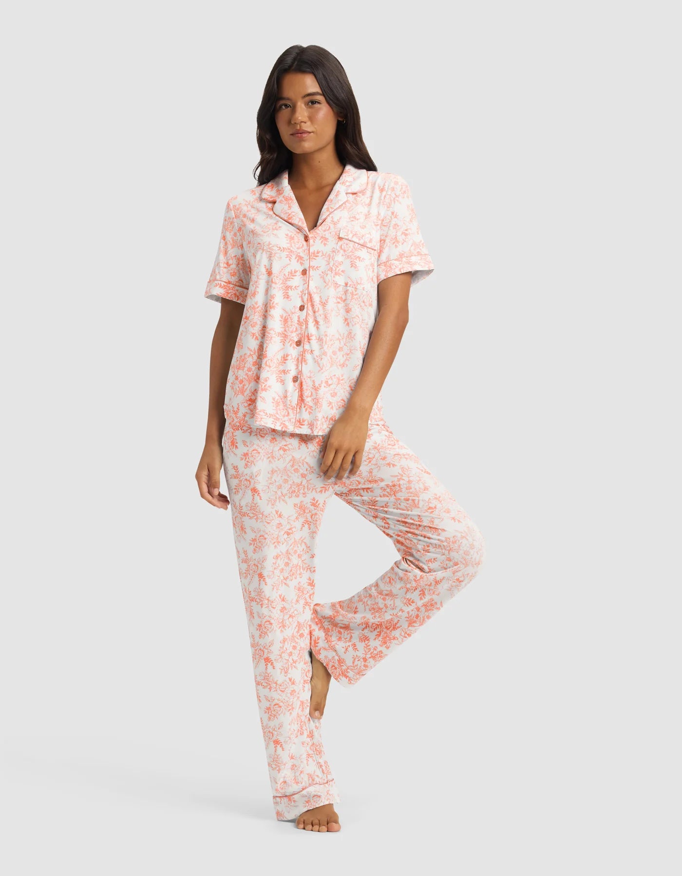 Women's Bamboo Stretch Knit Short Sleeve and Pant Pajama Set