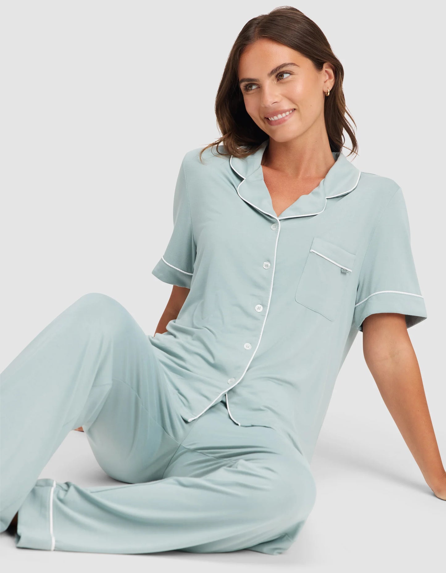 Women's Bamboo Stretch Knit Short Sleeve and Pant Pajama Set