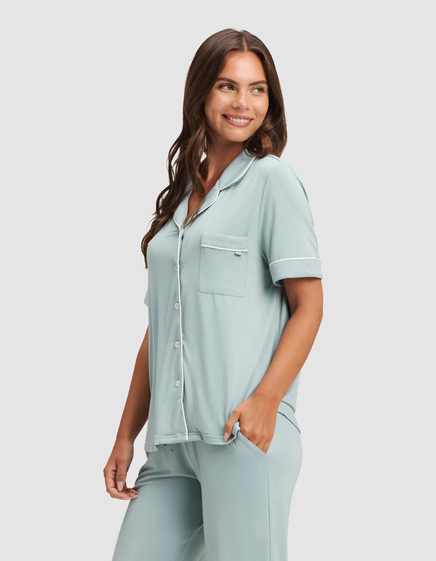 Women's Bamboo Stretch Knit Short Sleeve and Pant Pajama Set