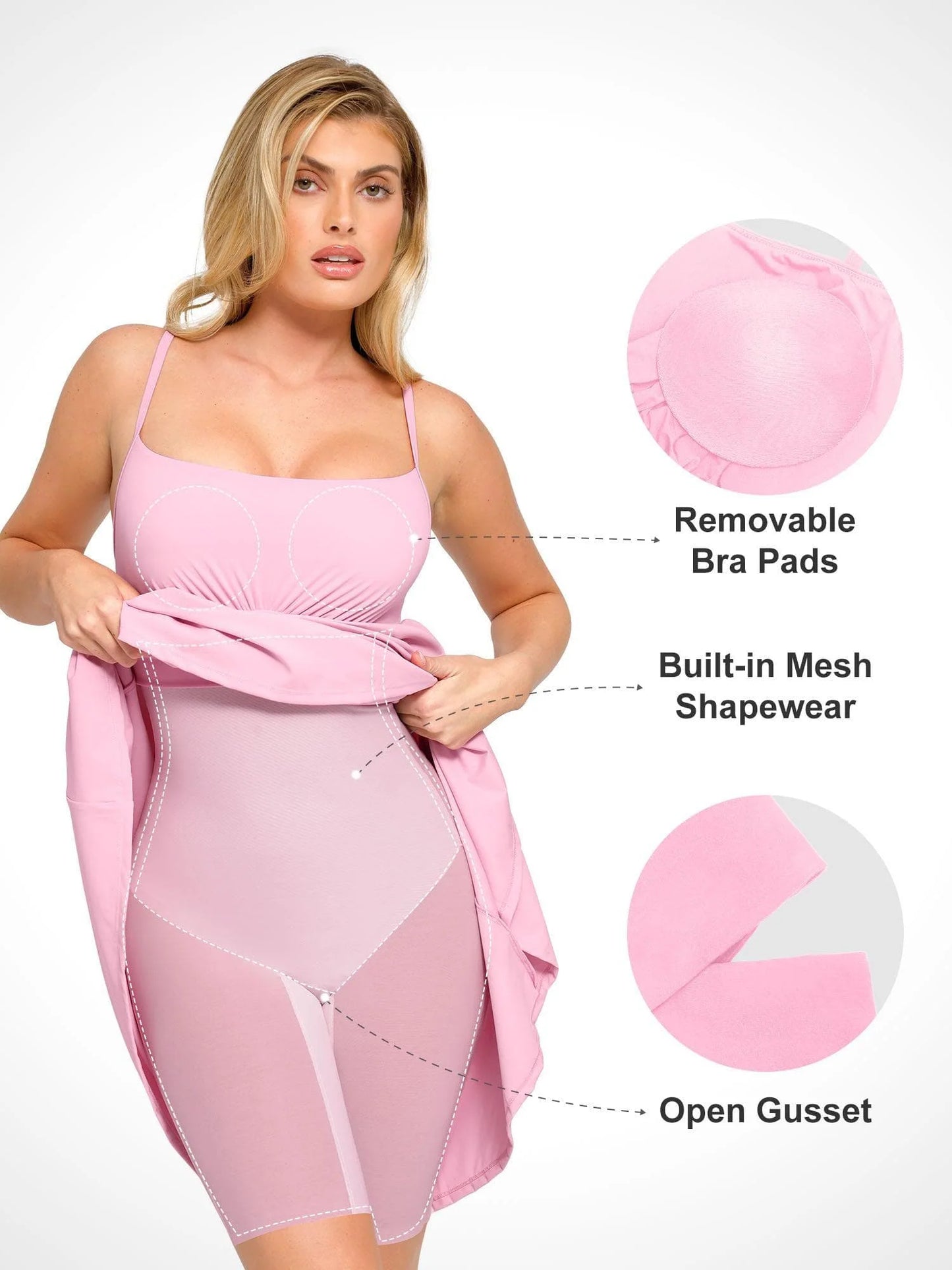 A-Line Midi Dresses with Integrated Tummy Control Shapewear