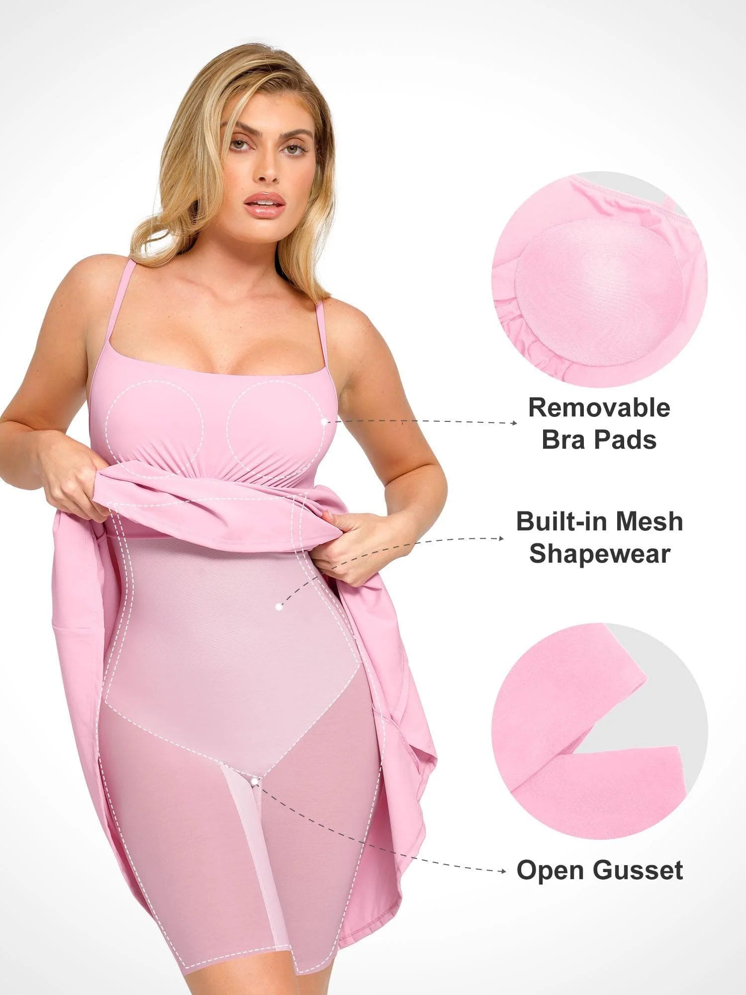 A-Line Midi Dresses with Integrated Tummy Control Shapewear