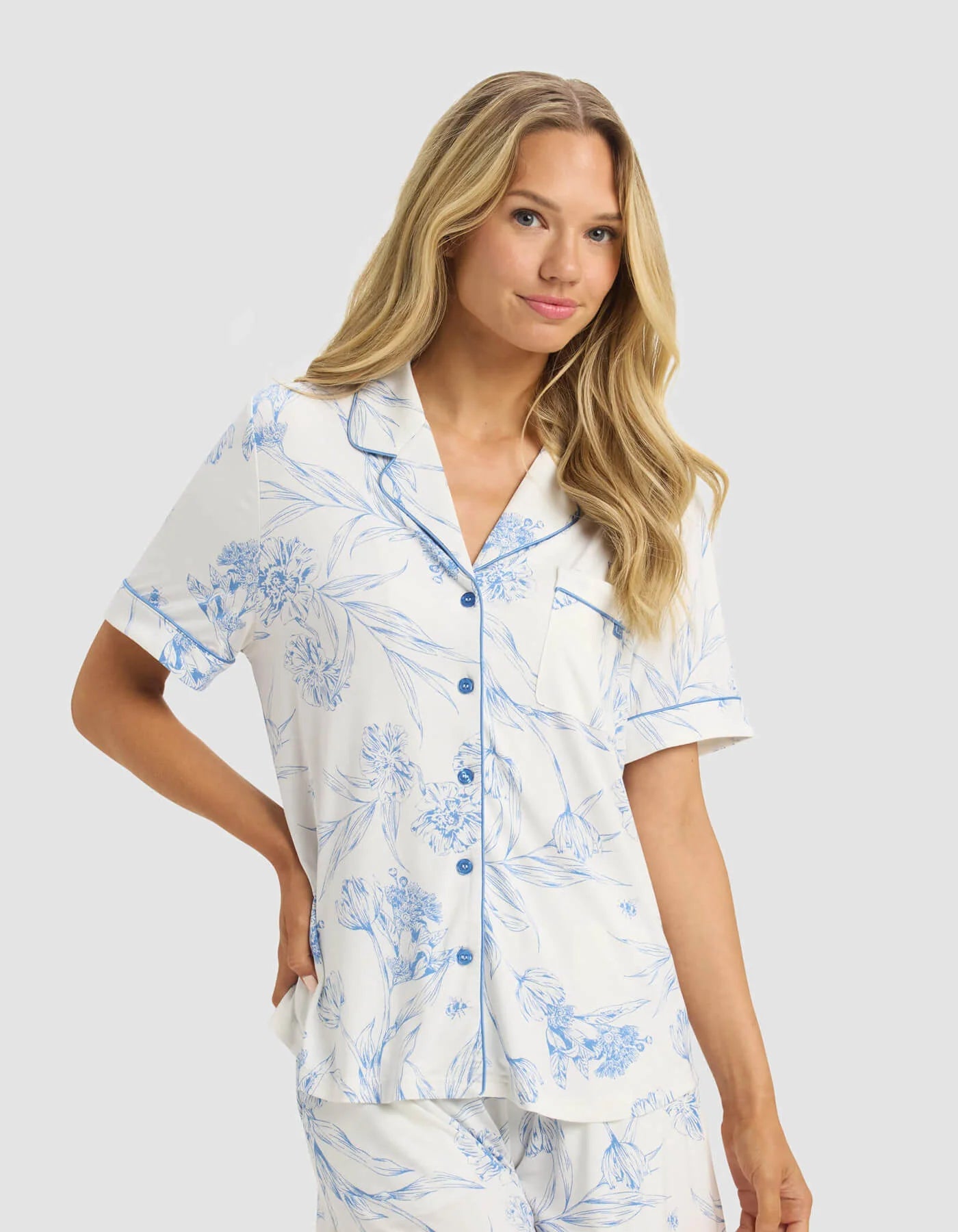Women's Bamboo Stretch Knit Short Sleeve and Pant Pajama Set