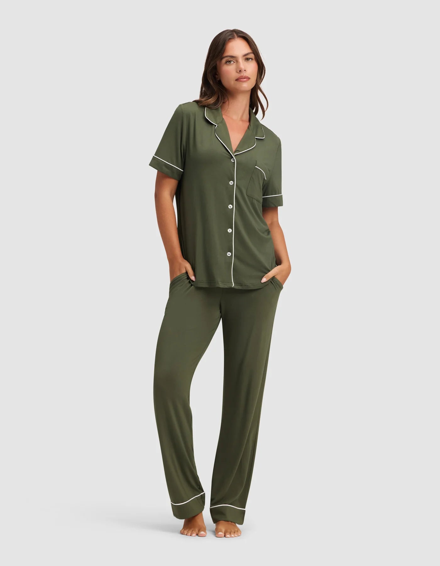 Women's Bamboo Stretch Knit Short Sleeve and Pant Pajama Set