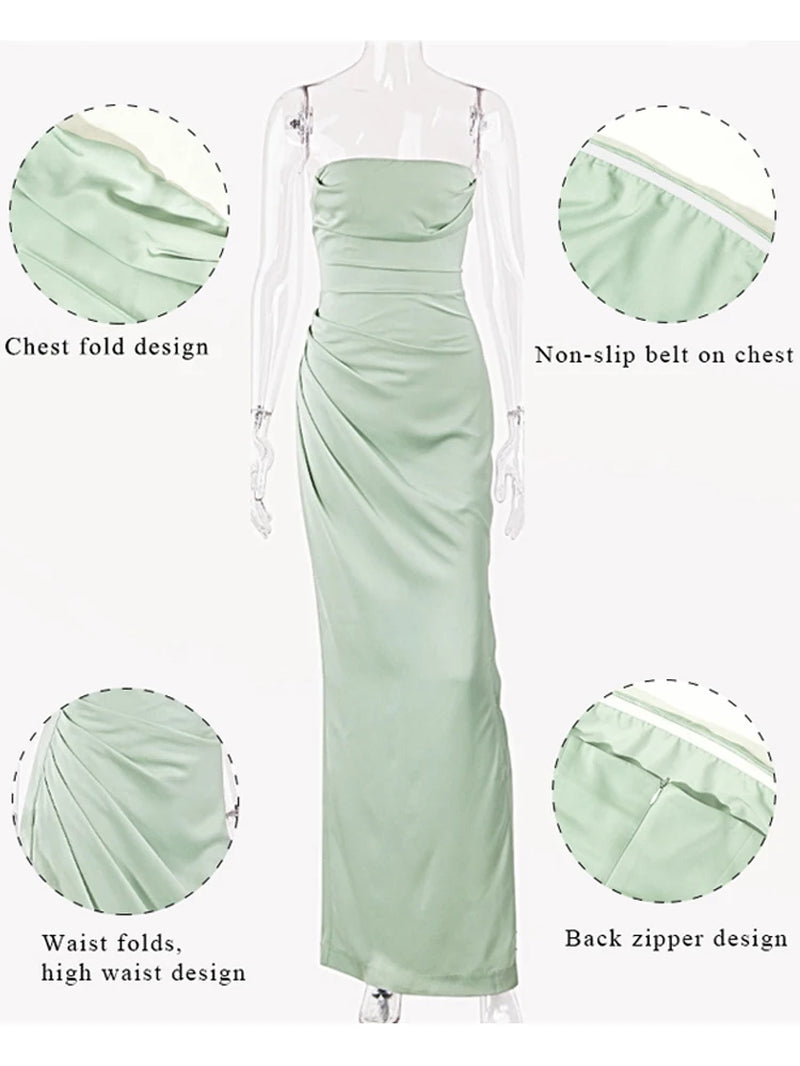 -Sexy Satin Maxi Dress for Women,Off Shoulder,Sleeveless, Backless,Side Split,Long Dress for Lady,Spring,Summer,2021