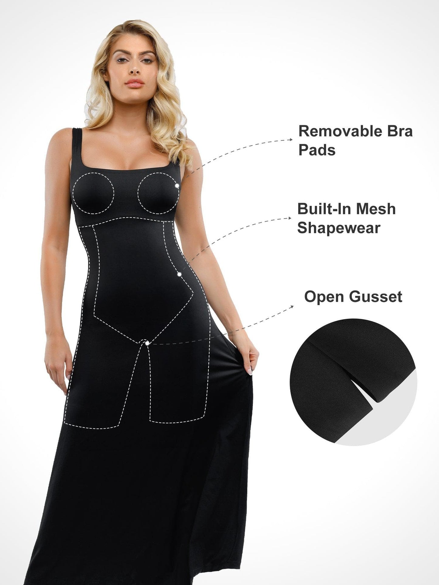 A-Line Midi Dresses with Integrated Tummy Control Shapewear