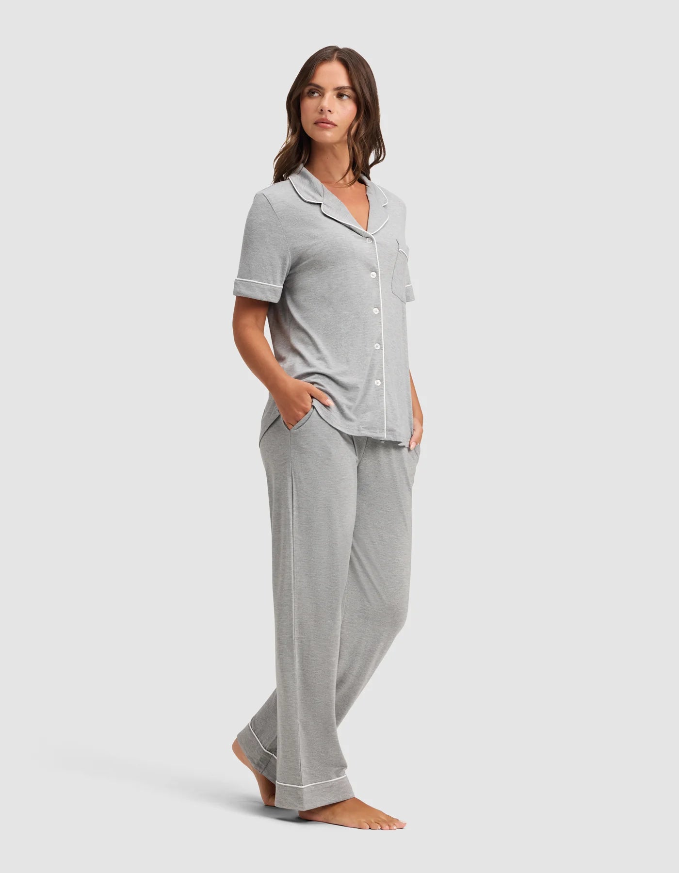 Women's Bamboo Stretch Knit Short Sleeve and Pant Pajama Set