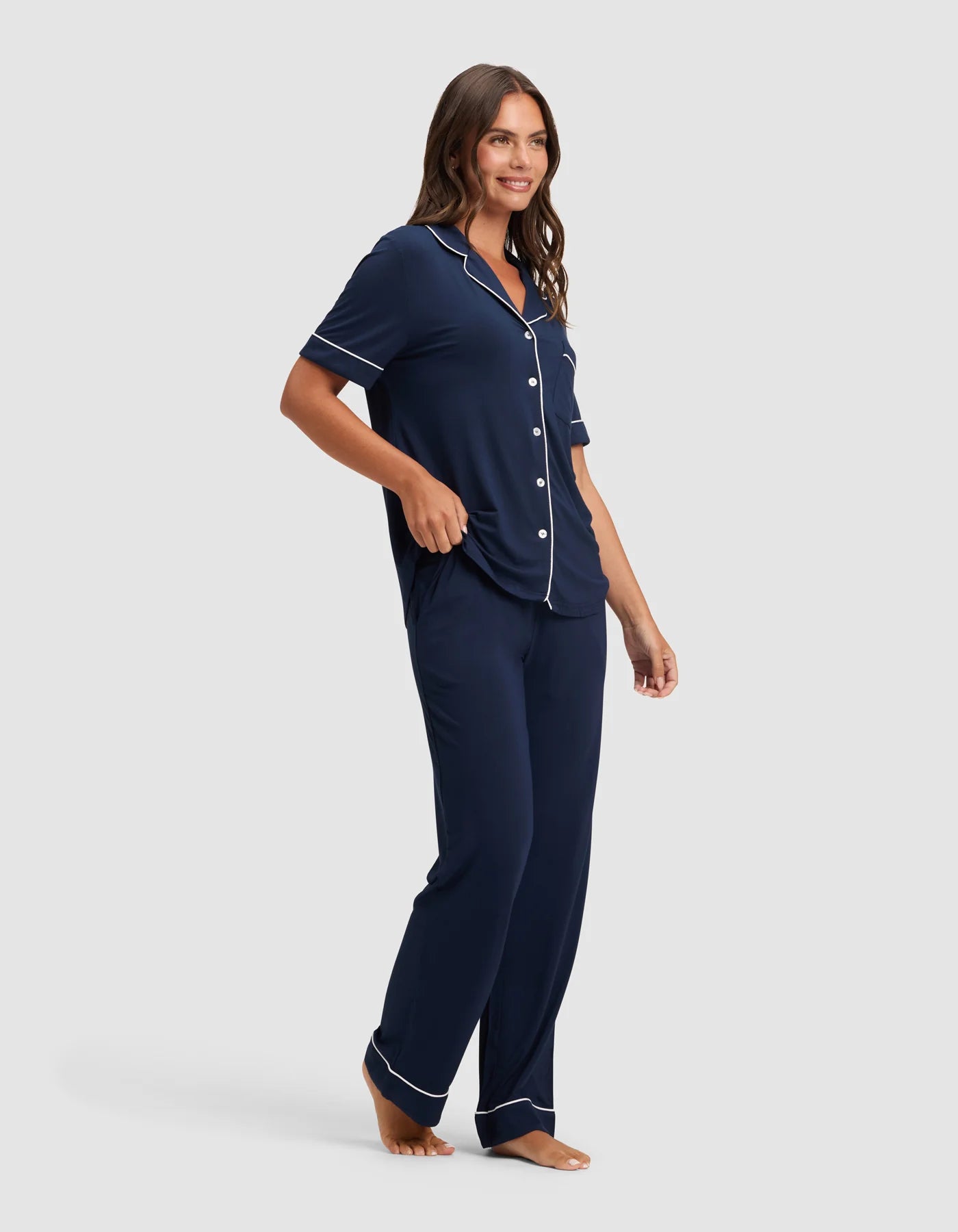 Women's Bamboo Stretch Knit Short Sleeve and Pant Pajama Set
