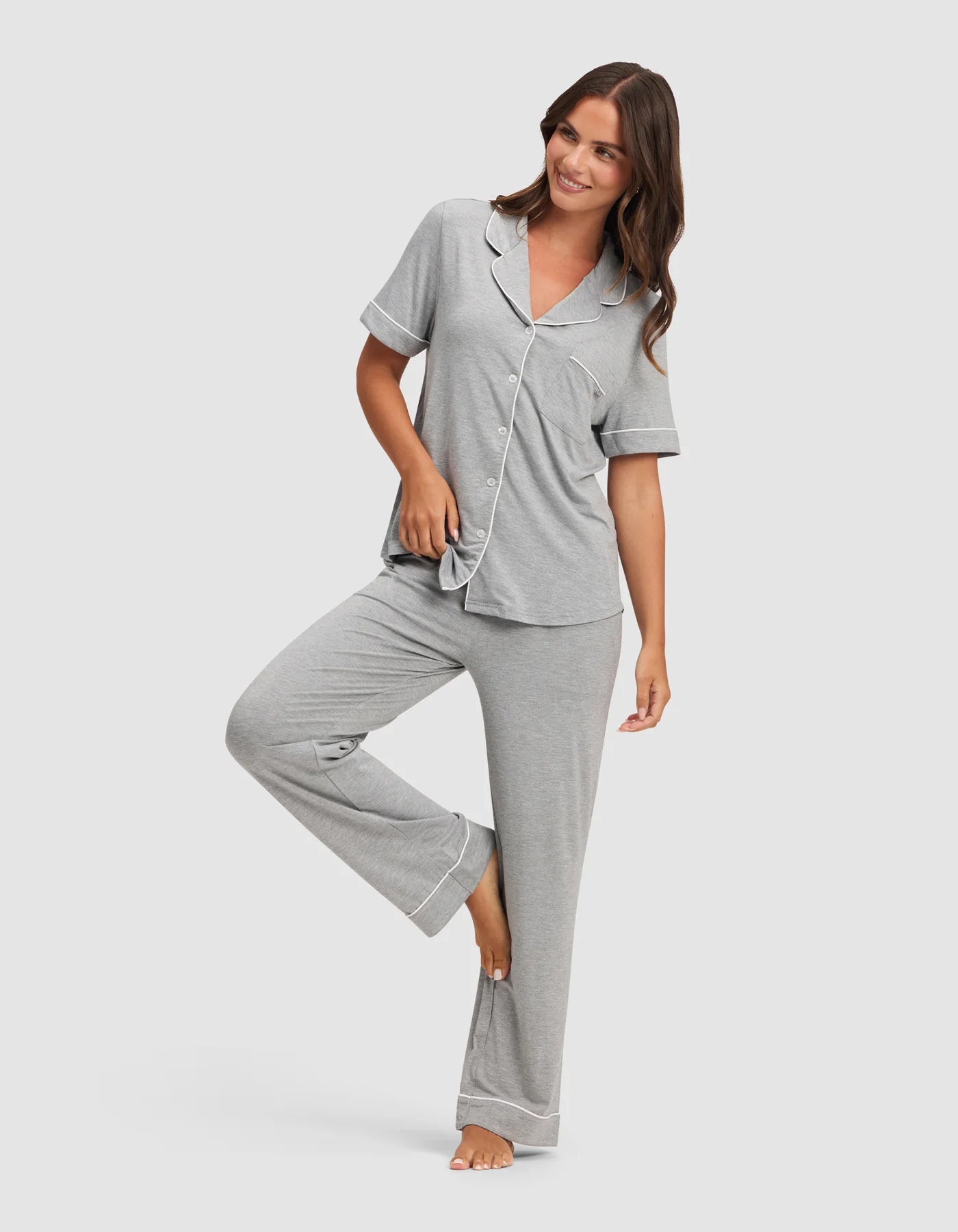 Women's Bamboo Stretch Knit Short Sleeve and Pant Pajama Set