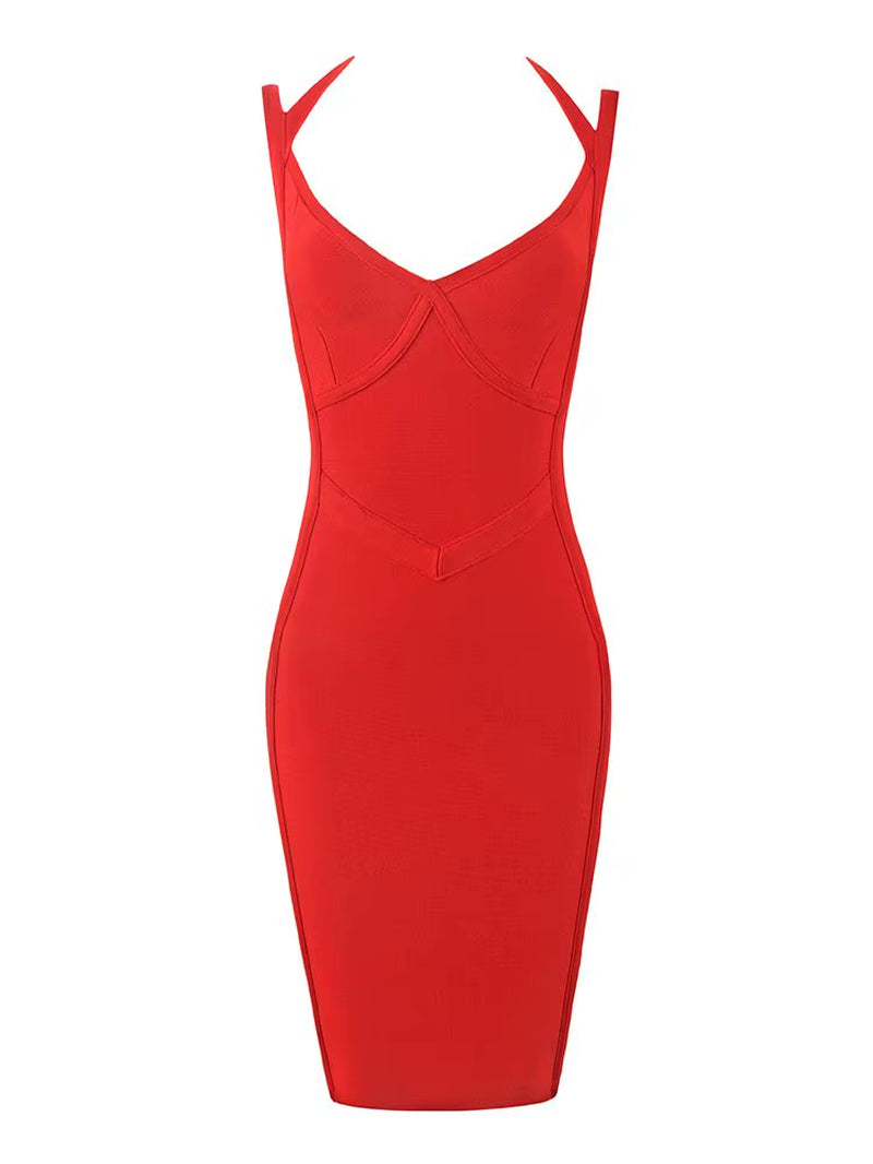 NEW Summer Dress Women Sexy V Neck Backless White Red Bandage Dress Ladies Mini Party Dress Vestido