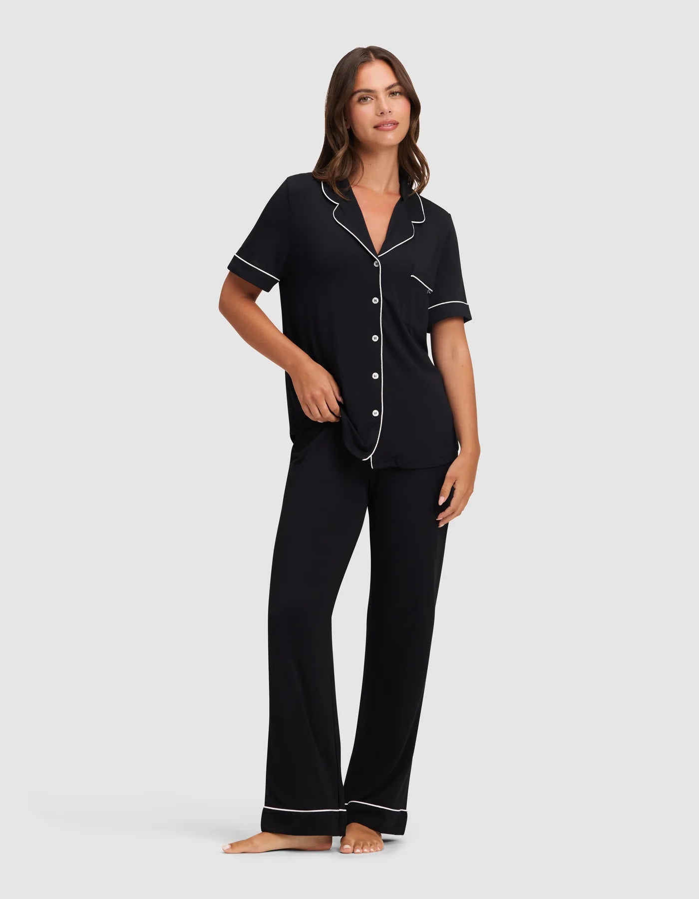 Women's Bamboo Stretch Knit Short Sleeve and Pant Pajama Set