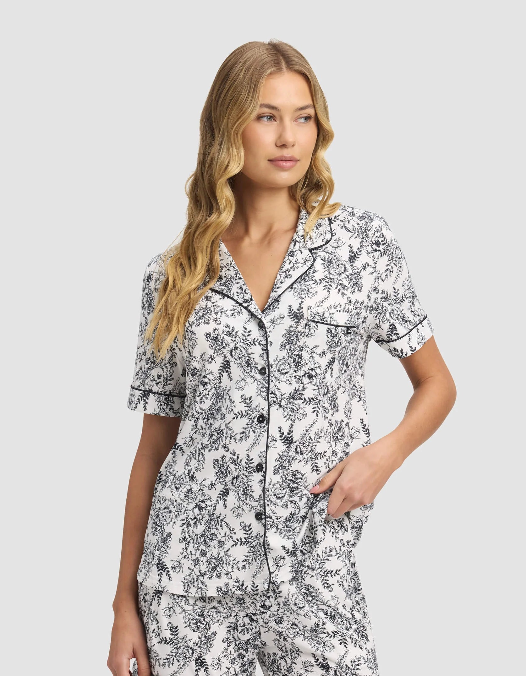 Women's Bamboo Stretch Knit Short Sleeve and Pant Pajama Set