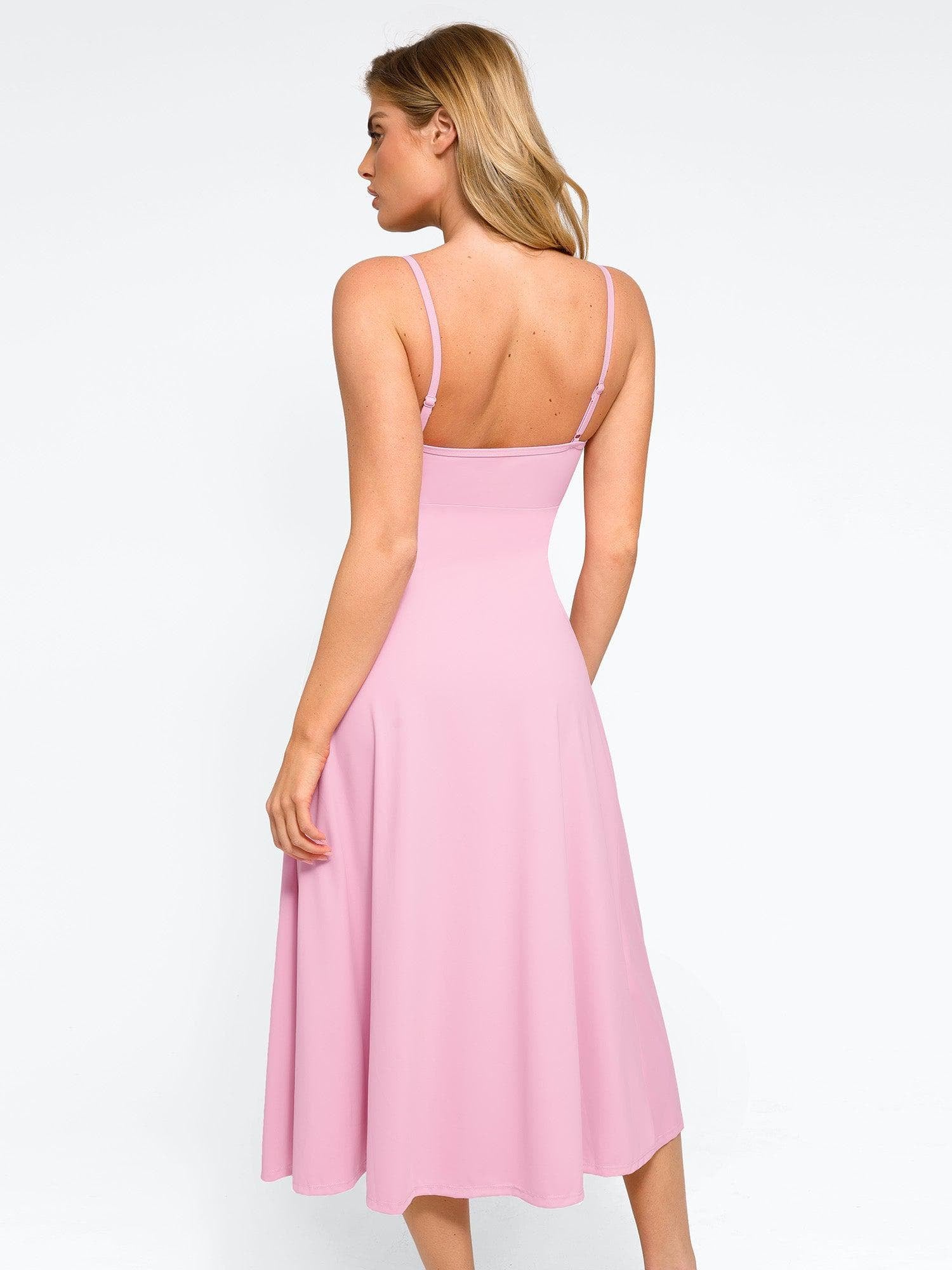 A-Line Midi Dresses with Integrated Tummy Control Shapewear
