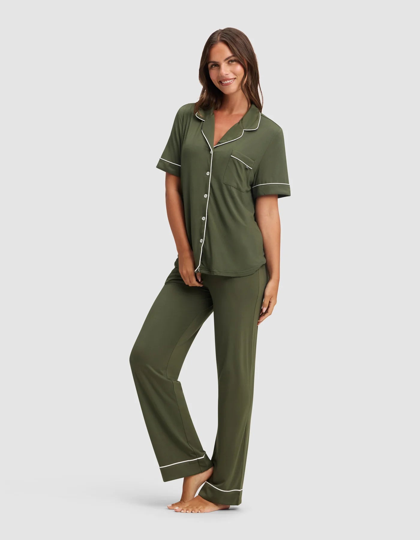 Women's Bamboo Stretch Knit Short Sleeve and Pant Pajama Set