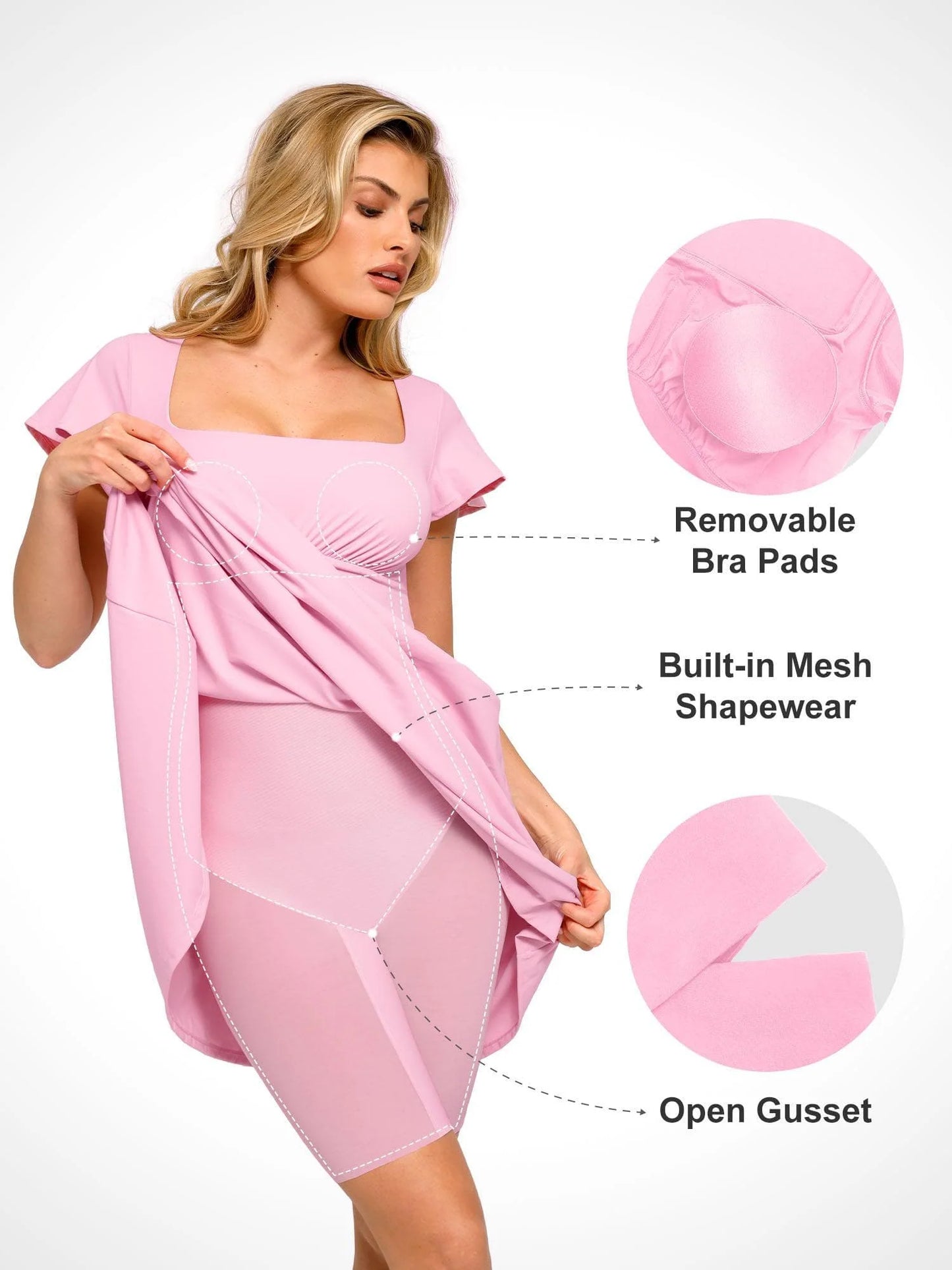 A-Line Midi Dresses with Integrated Tummy Control Shapewear