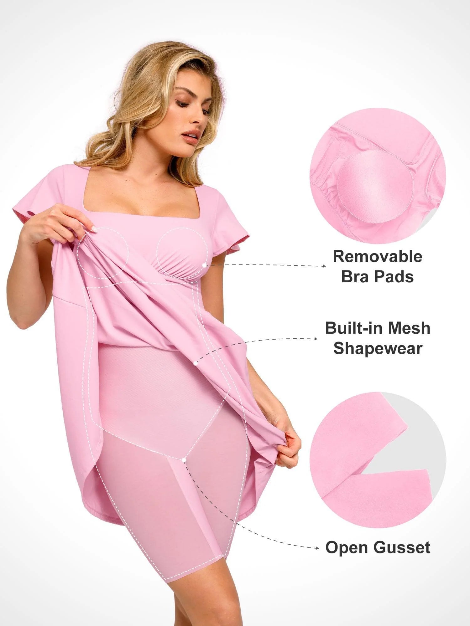 A-Line Midi Dresses with Integrated Tummy Control Shapewear