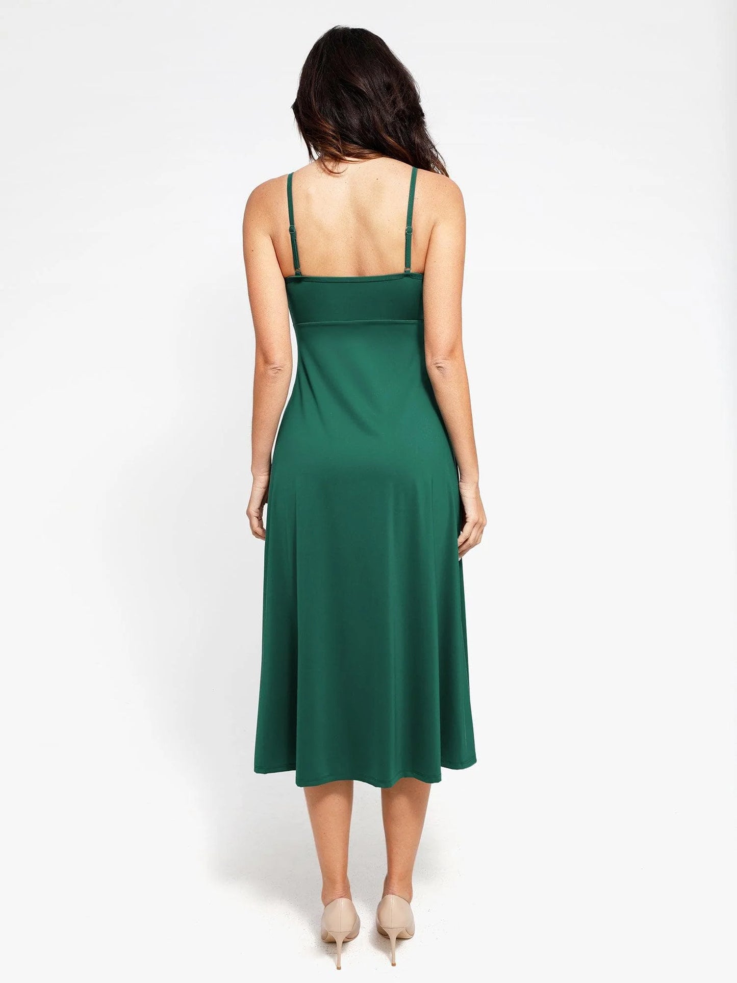 A-Line Midi Dresses with Integrated Tummy Control Shapewear