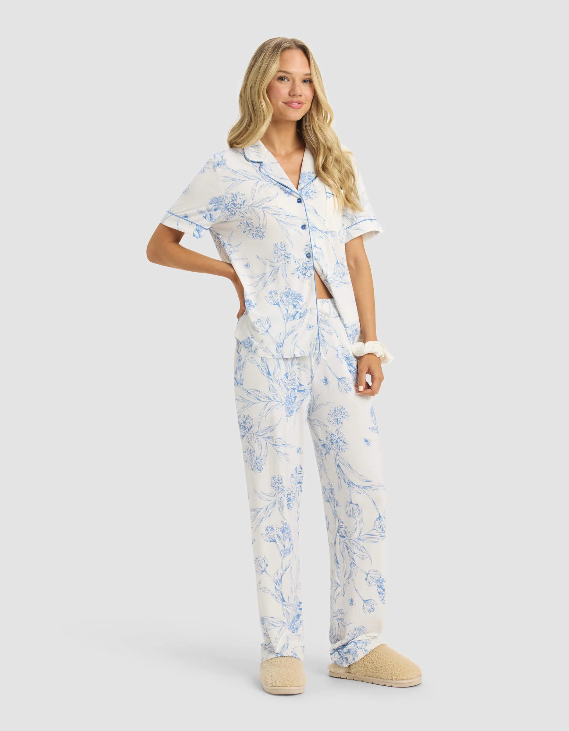 Women's Bamboo Stretch Knit Short Sleeve and Pant Pajama Set