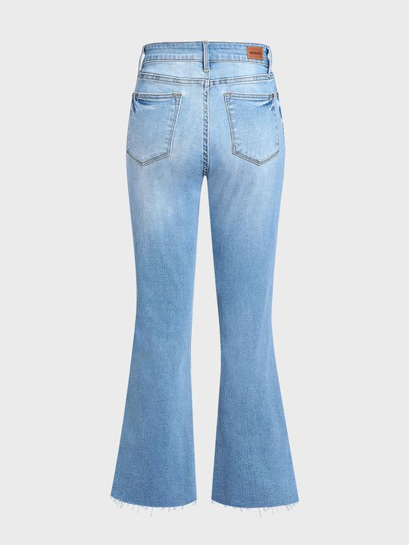 Elevate Your Style with High-Rise Slim Fit Bootcut Jeans - Flattering Tummy Tuck Design for Ultimate Comfort