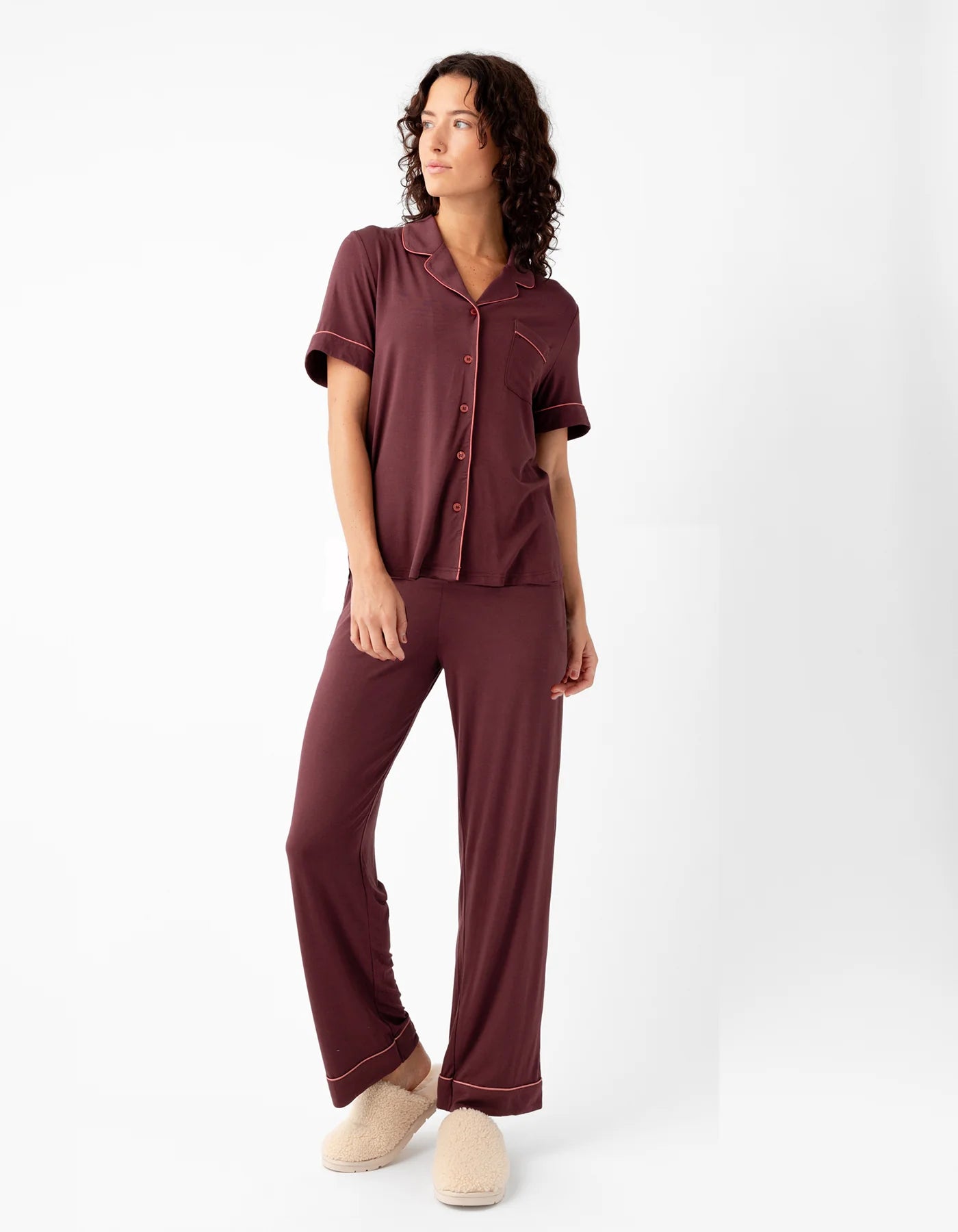 Women's Bamboo Stretch Knit Short Sleeve and Pant Pajama Set