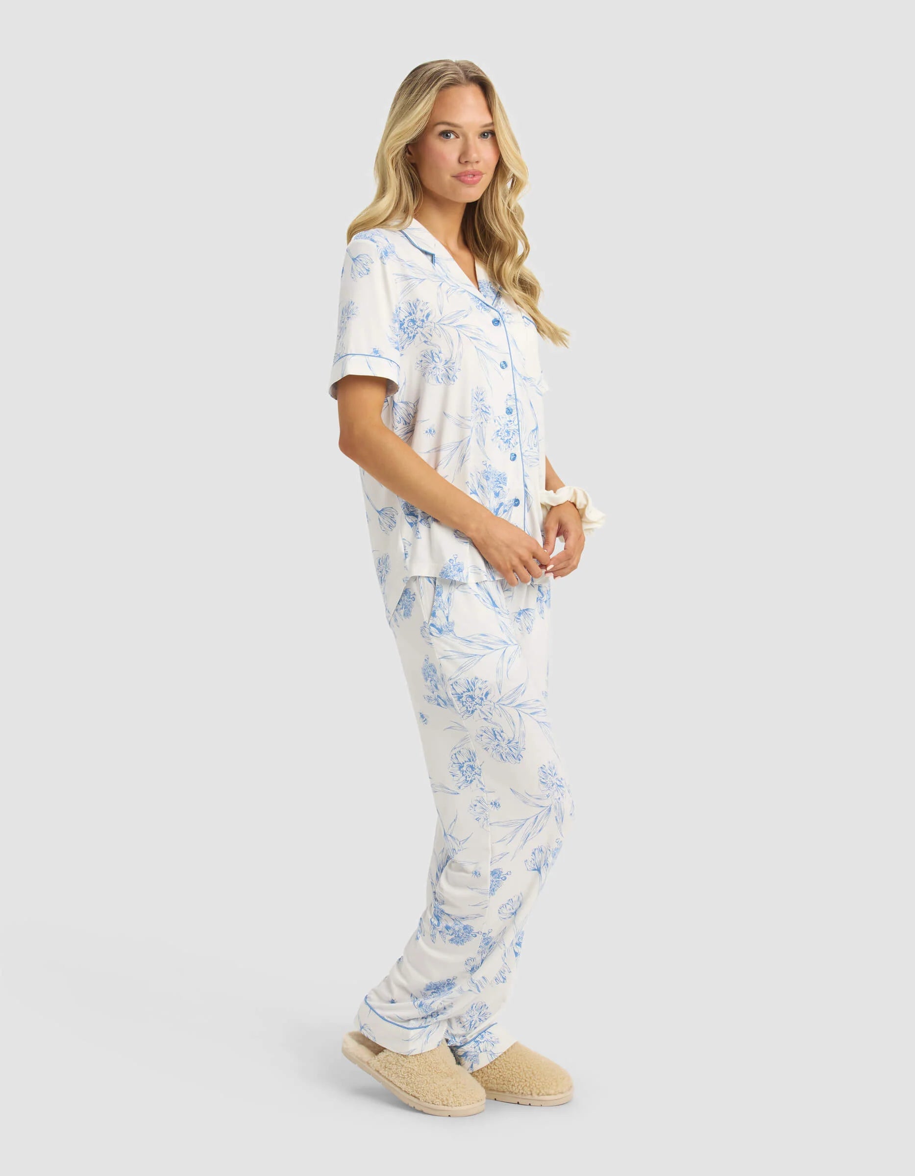 Women's Bamboo Stretch Knit Short Sleeve and Pant Pajama Set