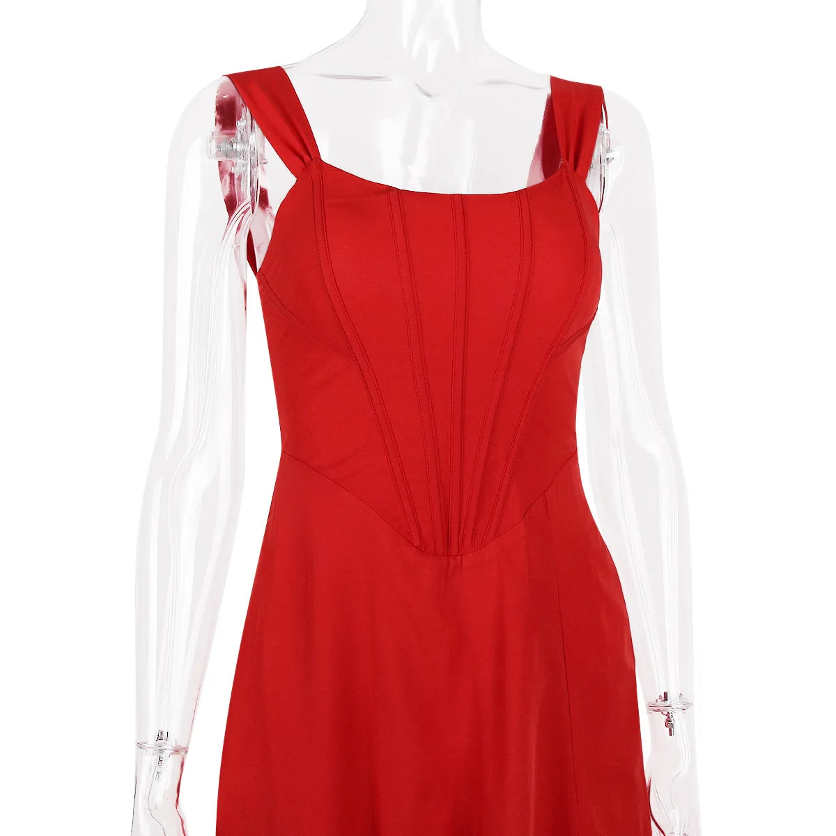 Elegant Summer Corset Dress 2024 New Arrivals Blue Slit Flower Print Flare Dress Midi Casual Lace up Holiday Dress