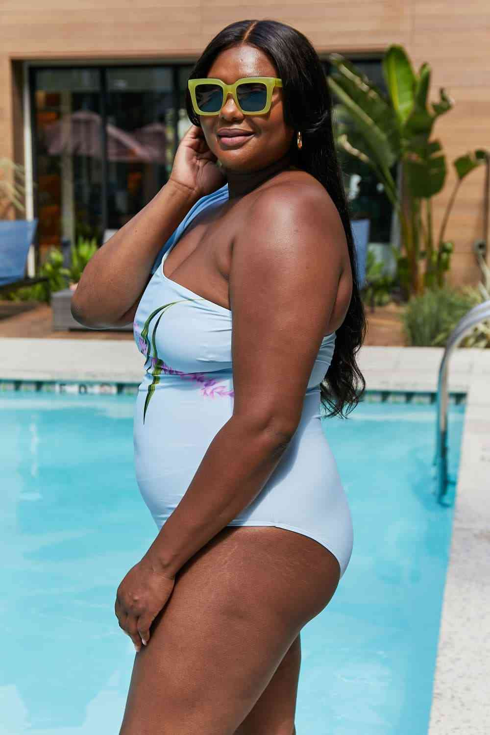 Marina West Pastel Blue One Shoulder Swimsuit - Vacay Mode